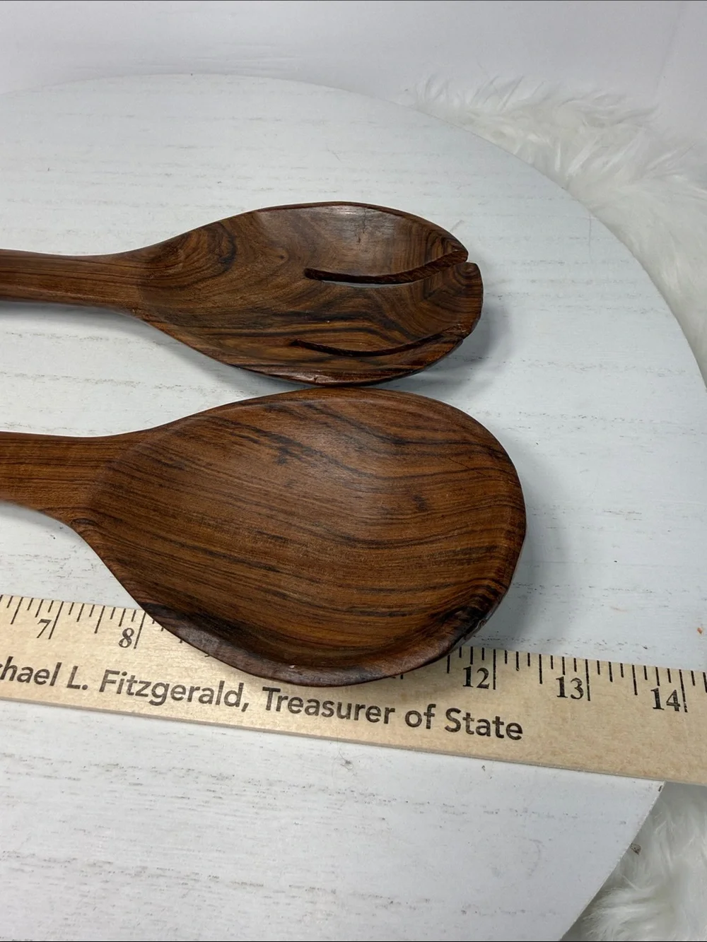 Handcrafted Wood Elephant Salad Serving Set - Dark Brown